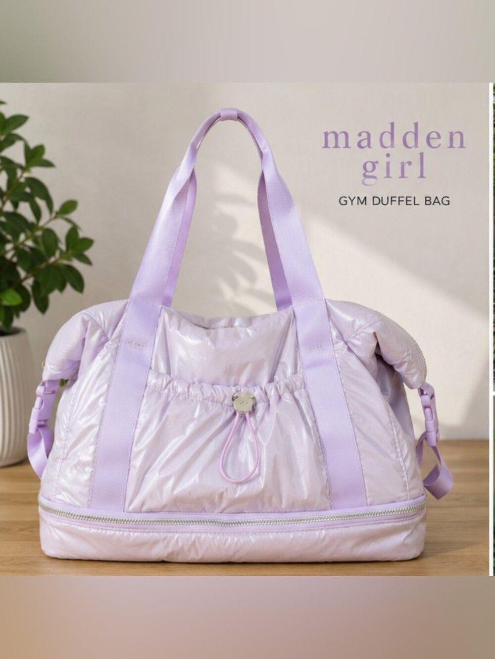 Madden Girl Lilac Puffer Gym & Travel Duffel Bag